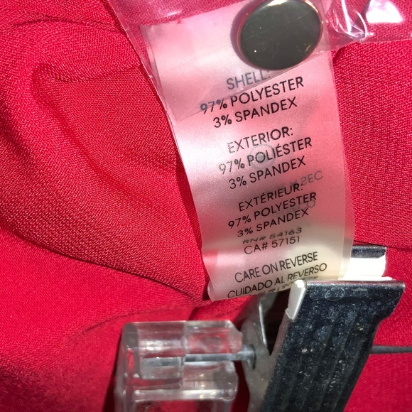 Calvin Klein red split neck long sleeve top Sz L petite button turn back cuffs - Picture 8 of 9